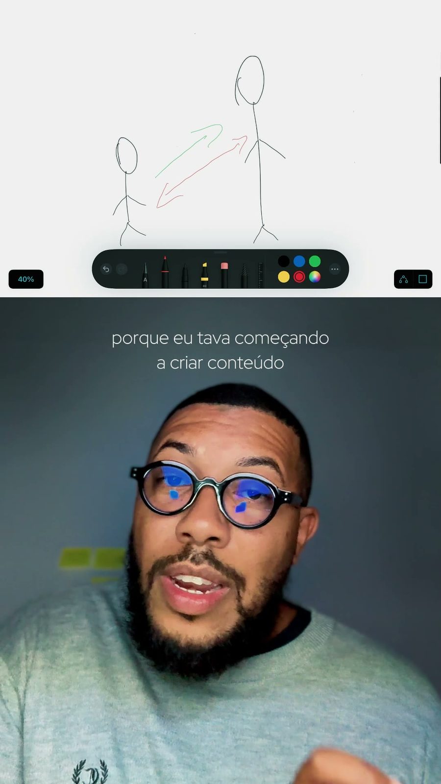 Quadro do vídeo de lançamento, com o Bruno falando